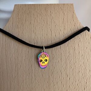 Choker Necklace With Skull Reversible Charm
